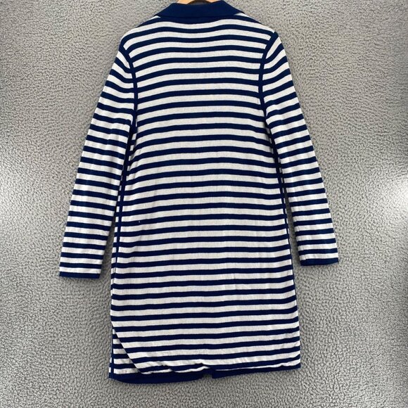 Chicos Sweater Womens 1 US Medium Blue Striped Cardigan Reversible Open Front - Picture 3 of 10